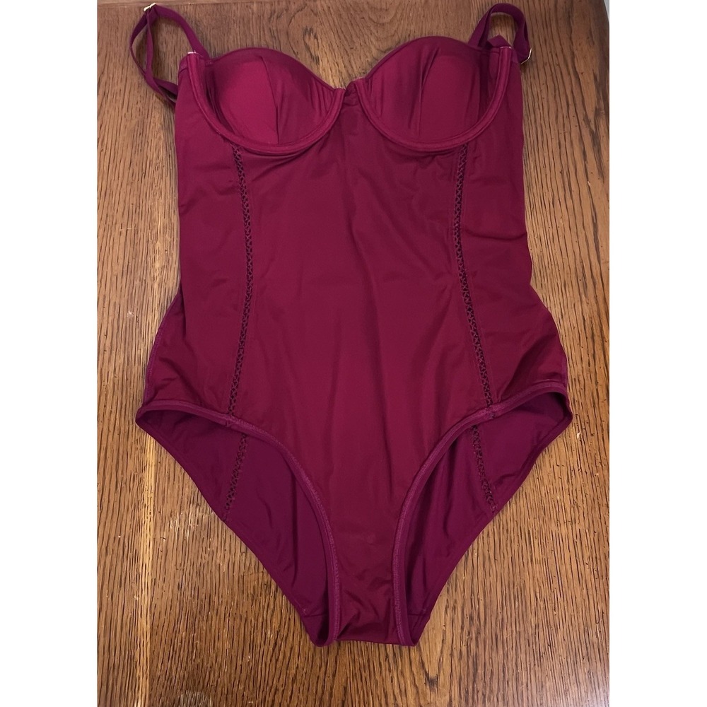 Tory Burch Women's Maroon Wine Underwire Swimsuit/ Adjustable Straps Small EXC - Picture 16 of 16